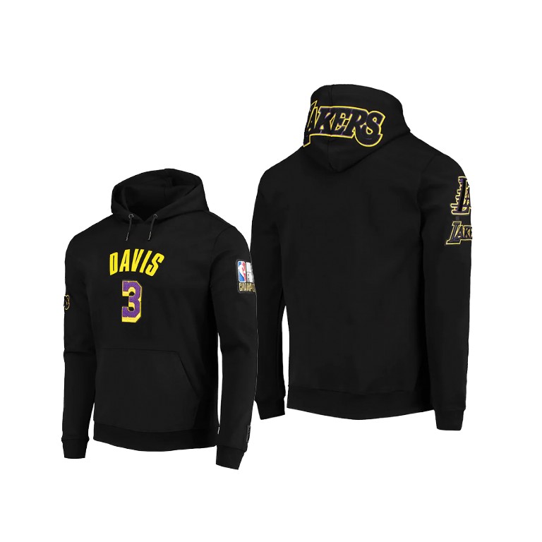 Men's Los Angeles Lakers Anthony Davis #3 NBA Player Superior Pro Standard Team Logo Black Basketball Hoodie NFD3783MW